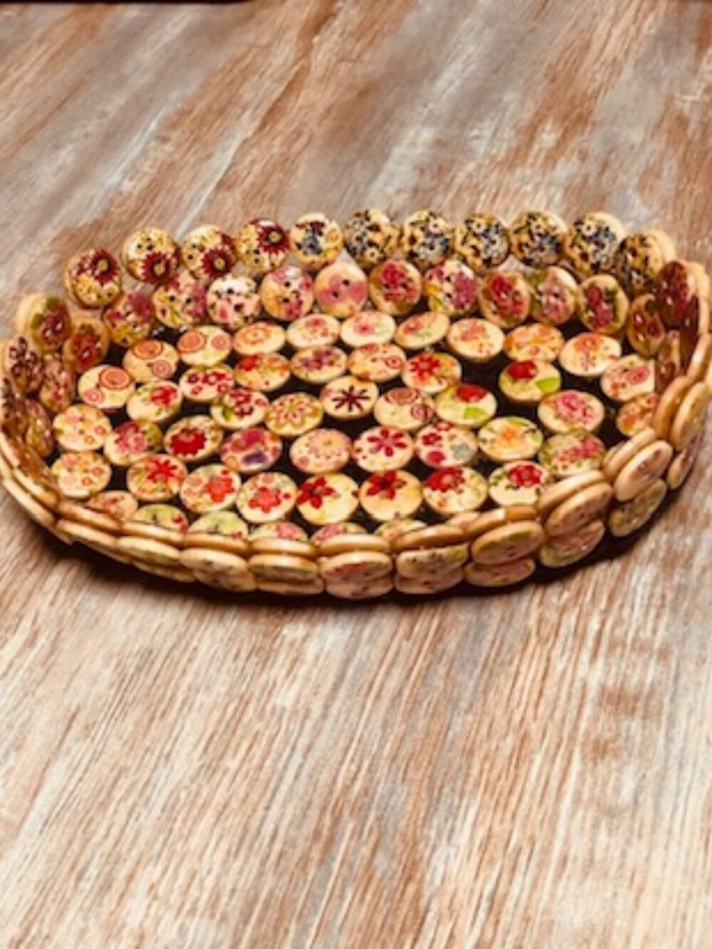 Handmade Wooden Double Button Oblong Catchall Bowl